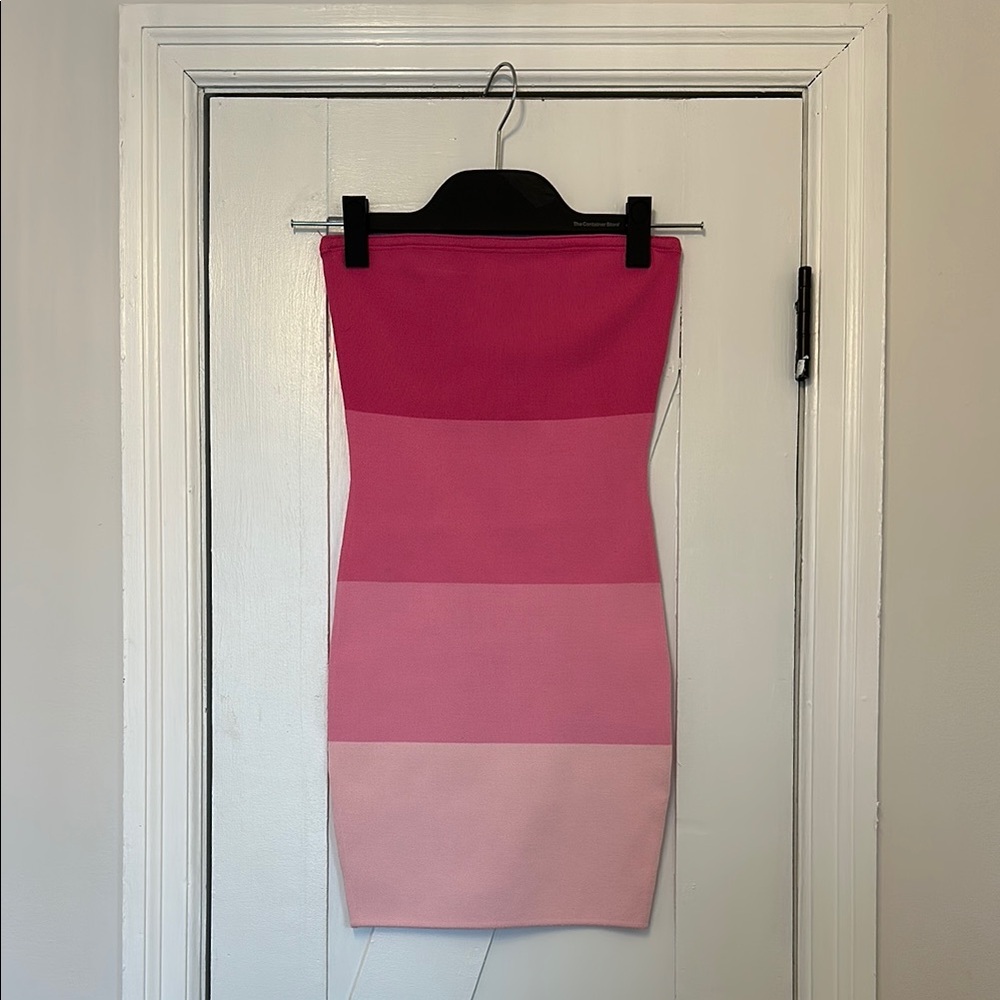 Pink Bodycon Strapless Dress